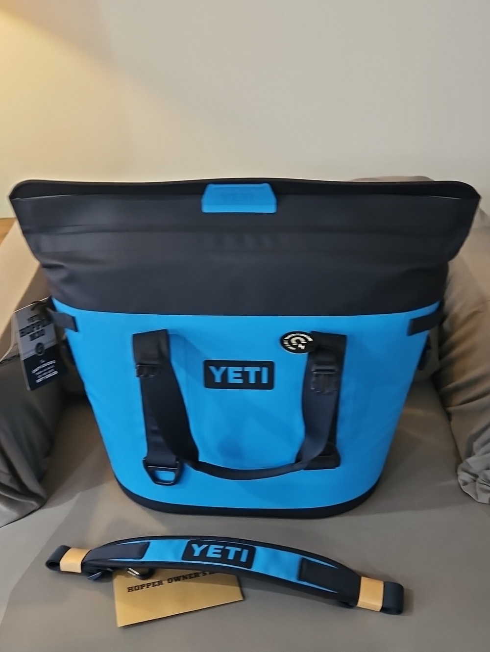 Yeti Blue and Black Hopper Soft Cooler Tote with Shoulder Strap